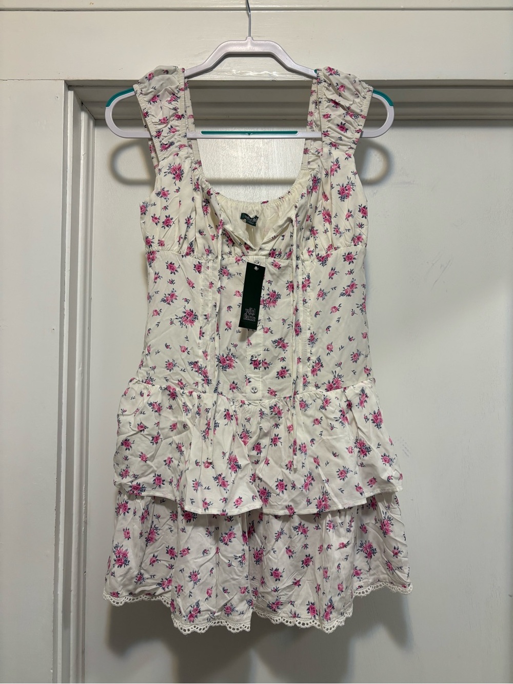 wild fable Cream Mini Dress with Pink Floral Print
